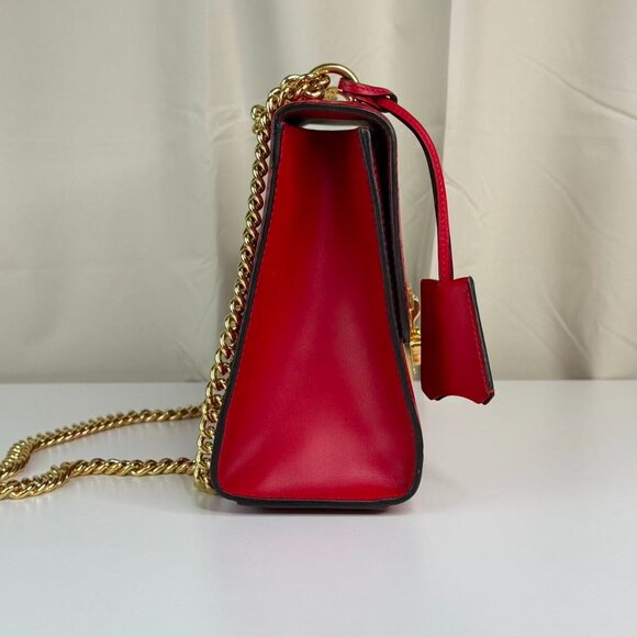 Gucci GG Logo Red Leather Printed Large Padlock Shoulder Bag with Gold Hardware - Picture 5 of 10